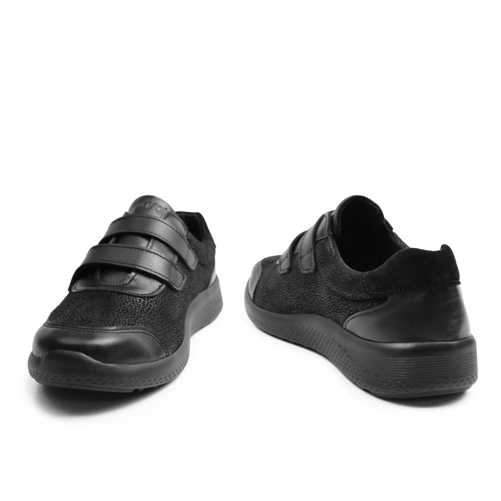 Minfot Way Sneaker Bred Stretch med Velcro Sort
