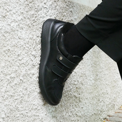 Minfot Way Sneaker Bred Stretch med Velcro Sort