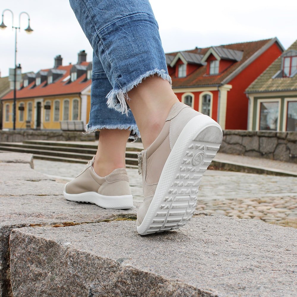 Produktbild 15 - Minfot Way Sneaker Bred Stretch Zip Beige