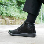 Minfot Way Høy Sneaker Bred Stretch Sort