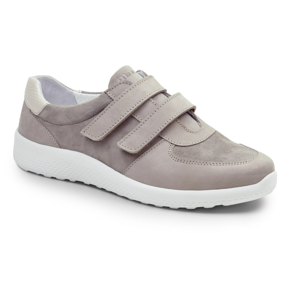 Minfot Way Sneaker Bred Stretch med Velcroband Beige