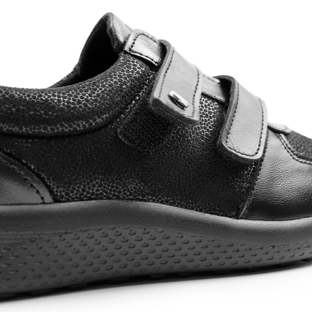 Minfot Way Sneaker Bred Stretch med Velcro Sort
