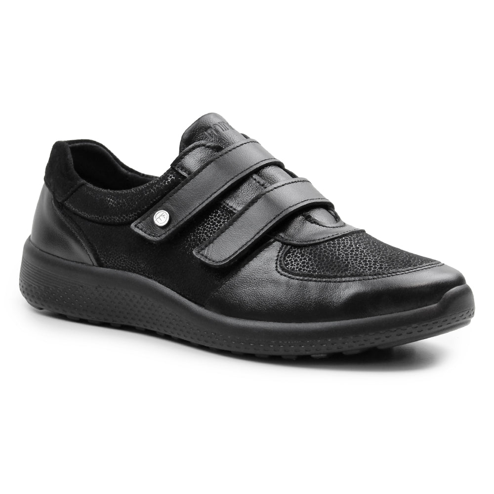 Minfot Way Sneaker Bred Stretch med Velcro Sort