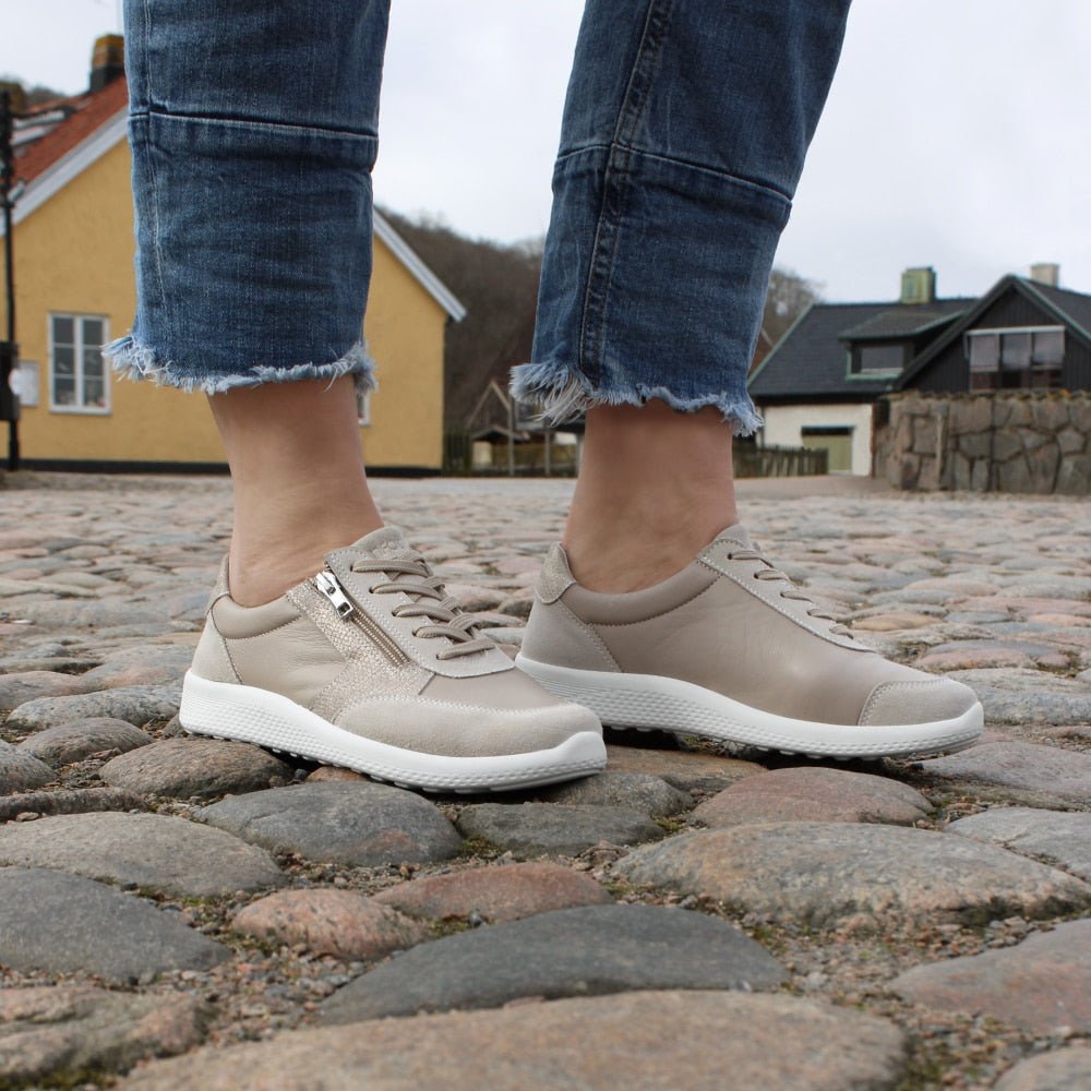 Produktbild 14 - Minfot Way Sneaker Bred Stretch Zip Beige