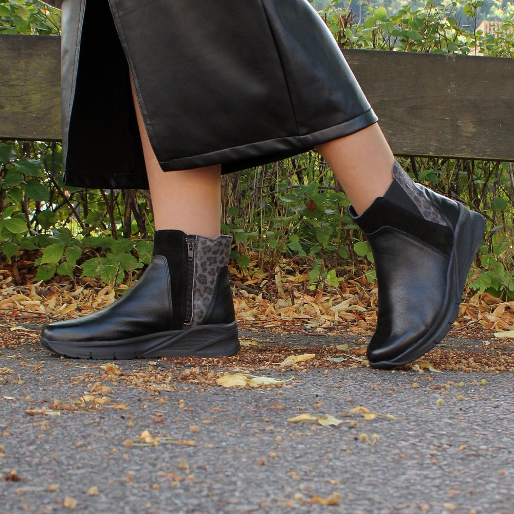 Produktbild 2 - Minfot Zon Chelsea Boots med zip Stretch Læder Sort Leopard