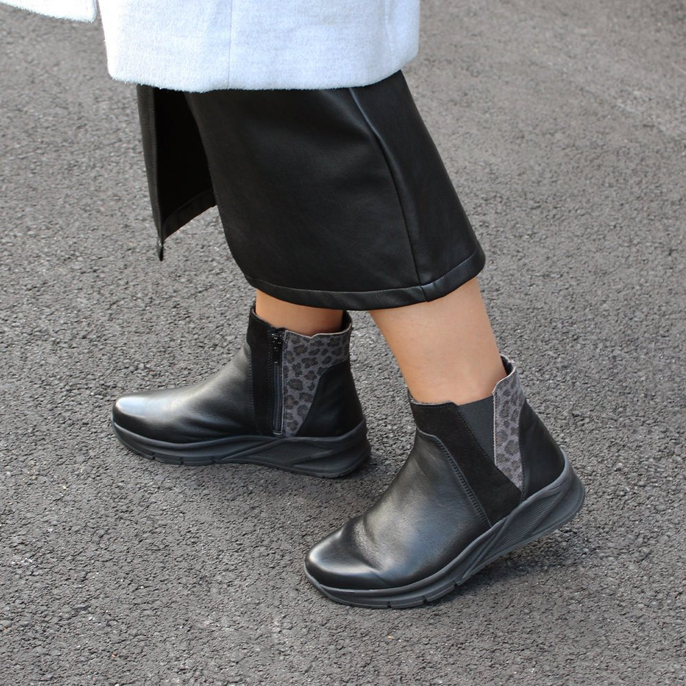 Produktbild 13 - Minfot Zon Chelsea Boots med zip Stretch Læder Sort Leopard