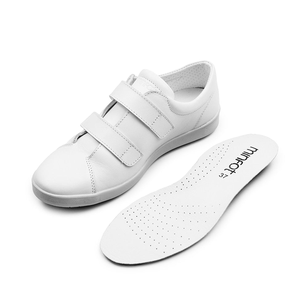 Minfot Aveny Skinn Sneaker med Velcro Hvid