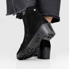 Minfot Rue Boots med klack Dame Dubbelzip Nubuck Sort