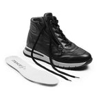 Minfot Pim Høy Sneaker Dame Bred Skinn Sort
