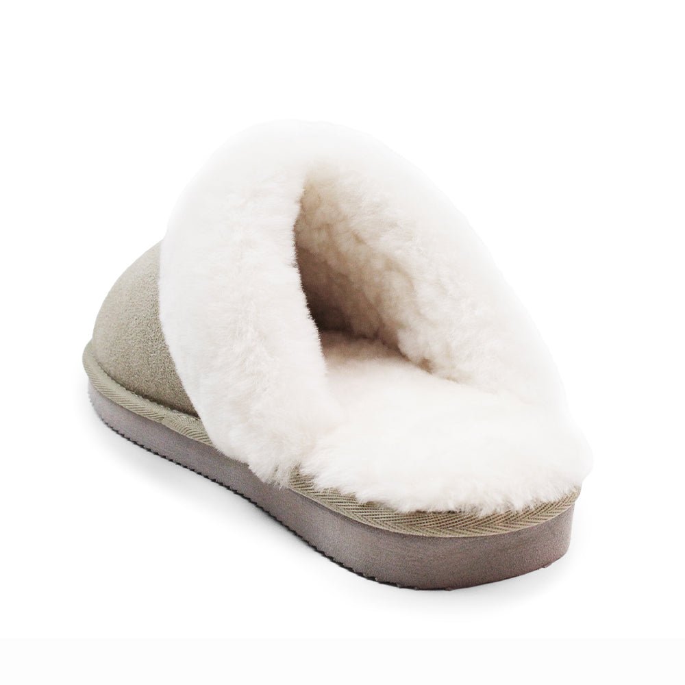 Minfot Hjemesko Fåreskind Slip-on Duved med sål Sand