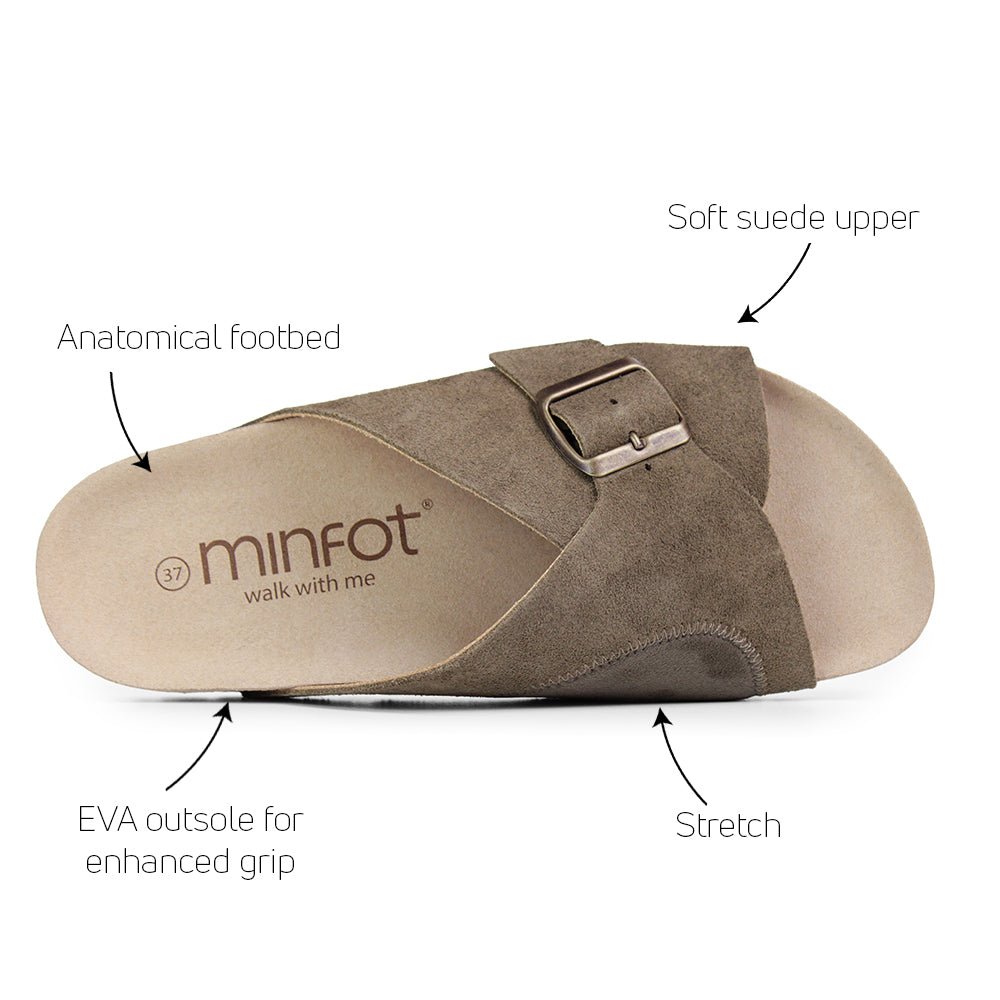 Minfot Li Sandaler Dame Ruskind Hallux Valgus Primo Soft Stone
