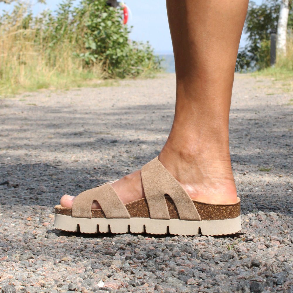 Minfot Upstep Lill Sandaler Dame Ruskind Taupe