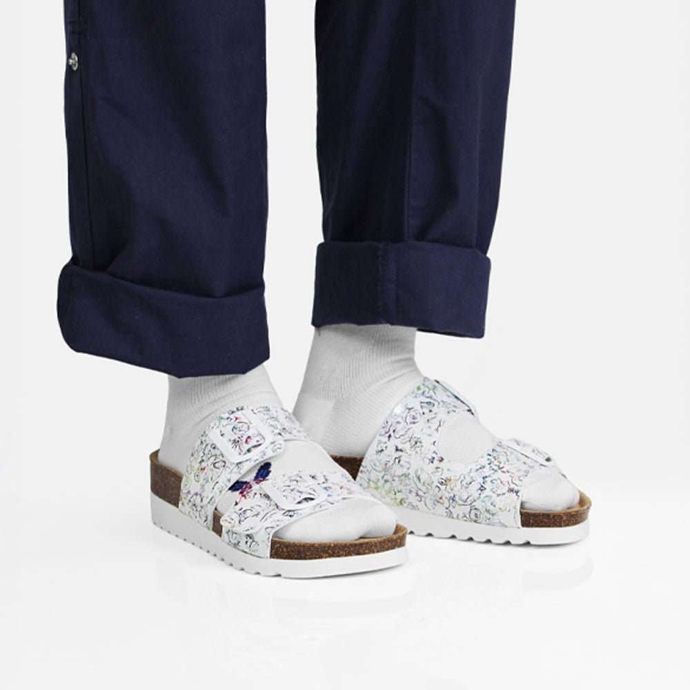 Minfot Sandaler Blød Bio Tropical Flowers Hvid