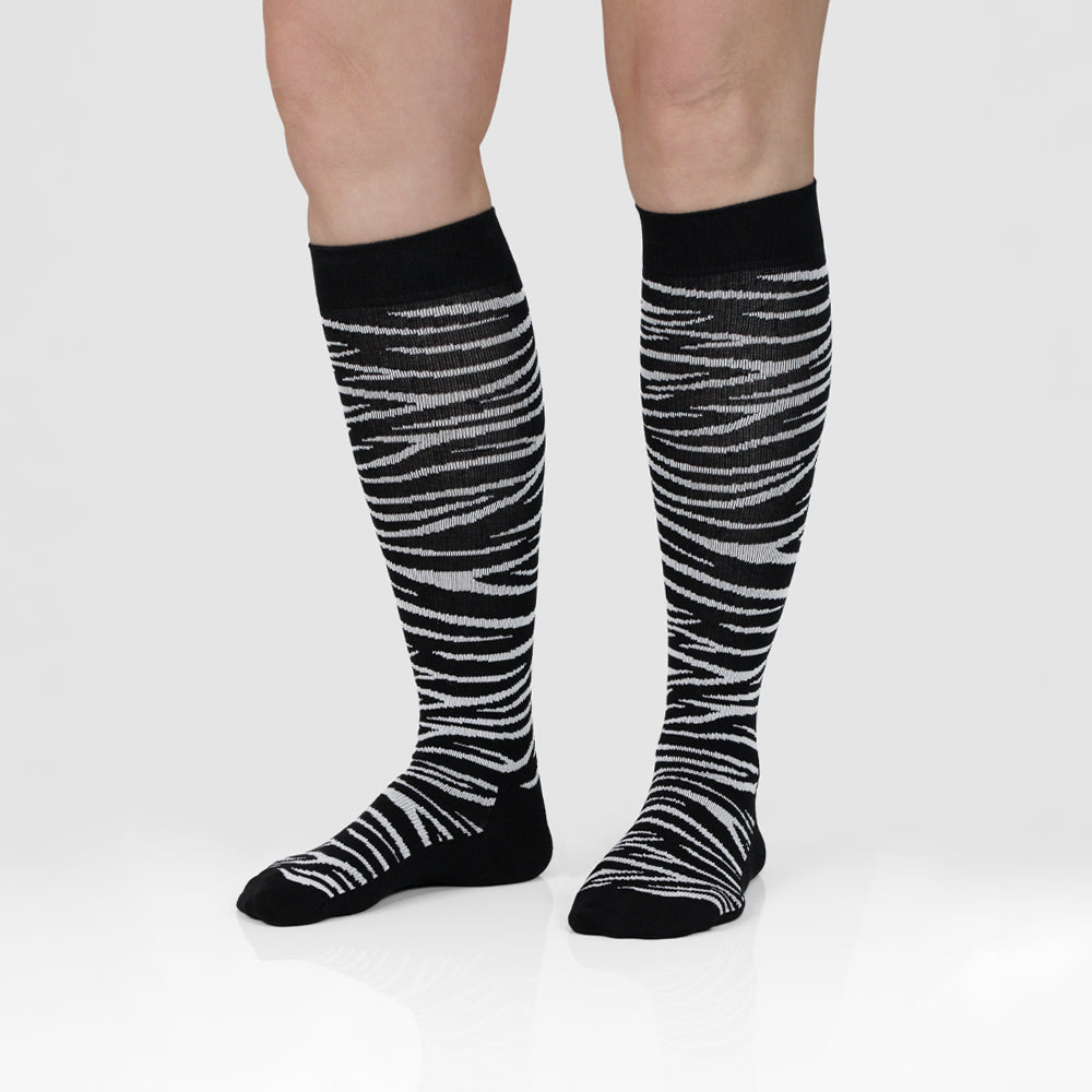 Minfot Støttestrømper Bambus Zebra Sort 1-pak
