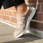 Minfot Way Sneaker Bred Stretch med Velcroband Beige