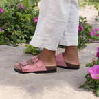 Minfot Moa Biosandaler Dame Ruskind Anatomisk 2-remme Antik Rosa