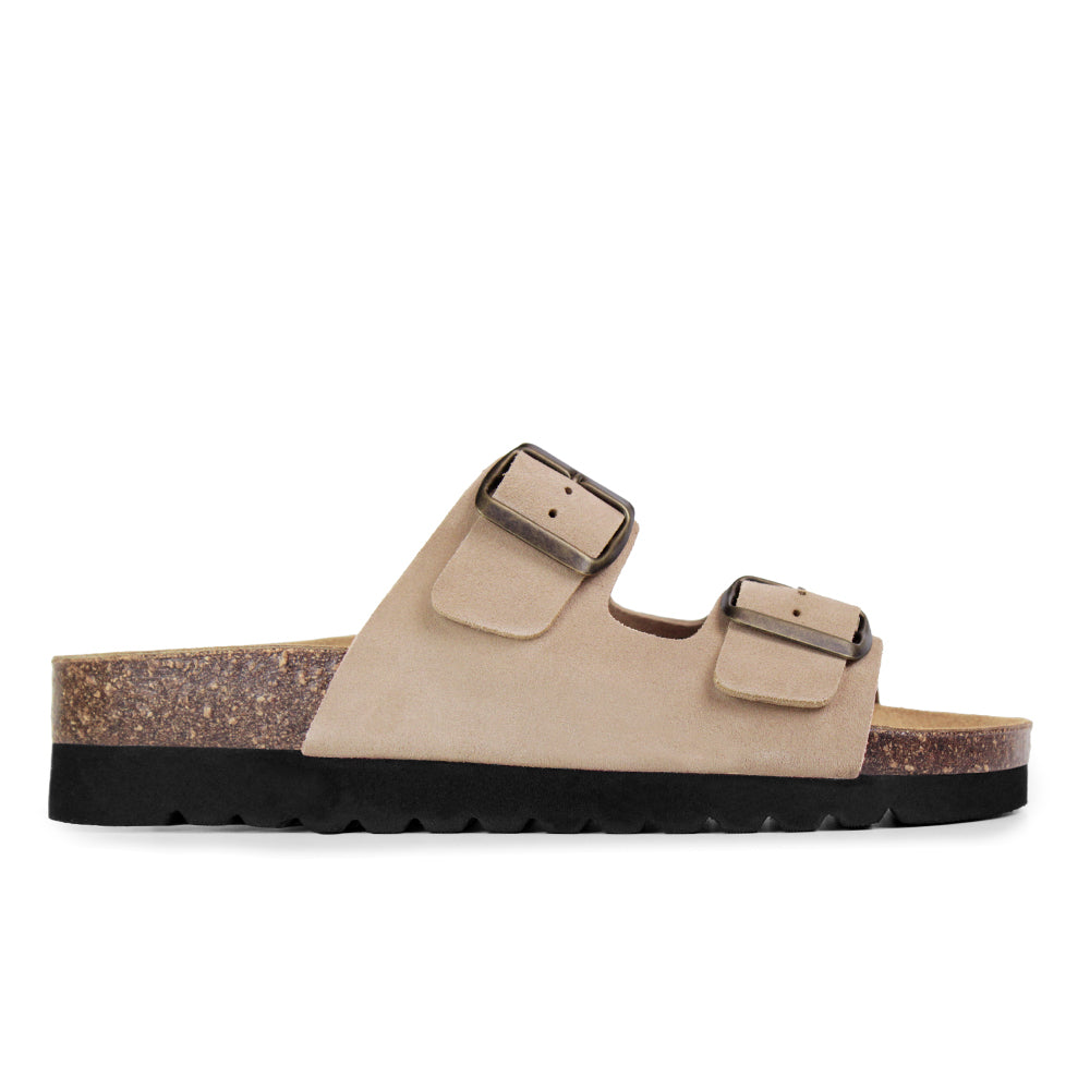 Minfot Moa Biosandaler Dame Ruskind Anatomisk 2-remme Beige