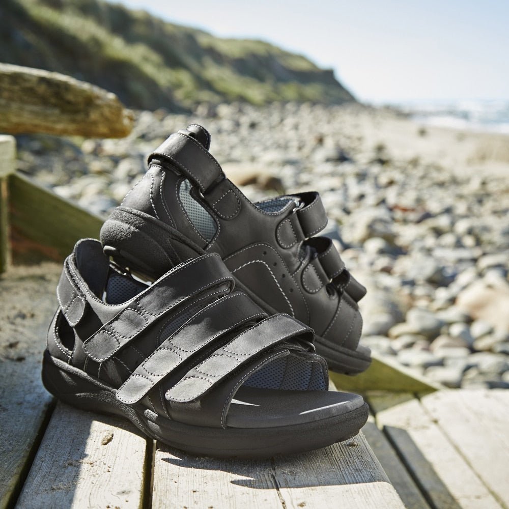 Produktbild 2 - New Feet Frode Extra Breda Sandaler Hälkappa Kardborre Herr Svart