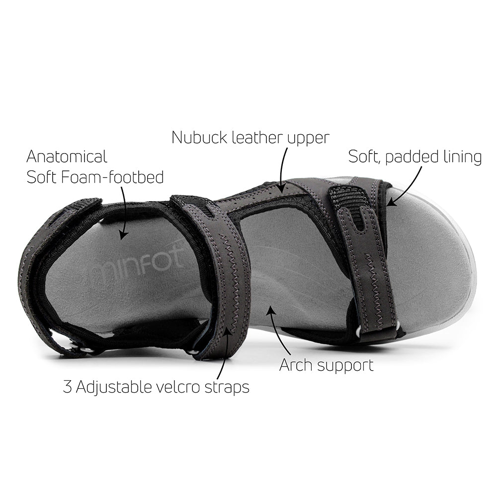 Minfot Nyhamn Sandaler Dame Nubuck Stone