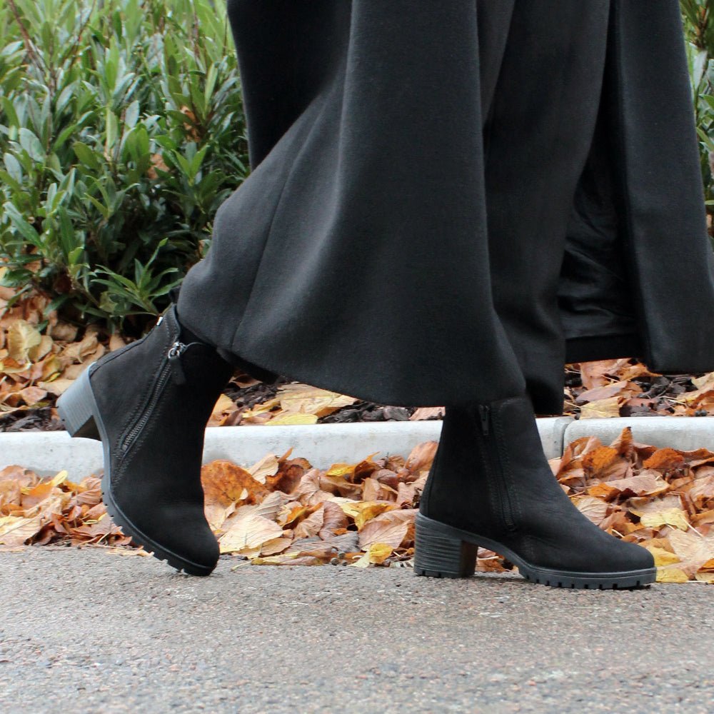 Produktbild 2 - Minfot Rue Boots med klack Dubbelzip Nubuck Sort