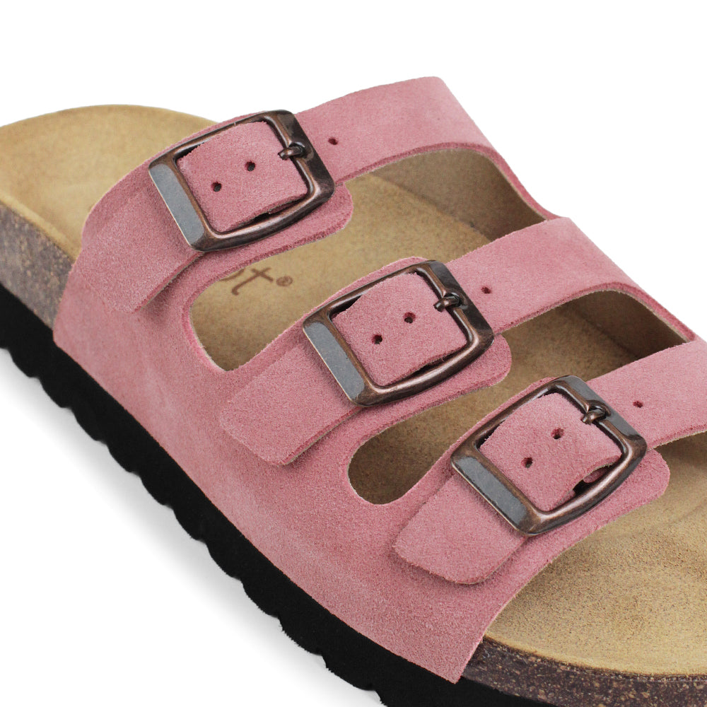 Minfot Lo Biosandaler Dame Ruskind Anatomisk 3-remme Rosa