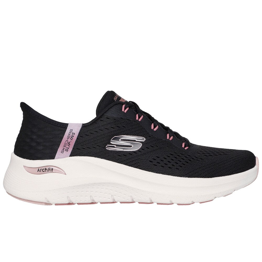Skechers Womens Arch Fit 2.0 Easy Chic Slip-Ins Black Rose Gold