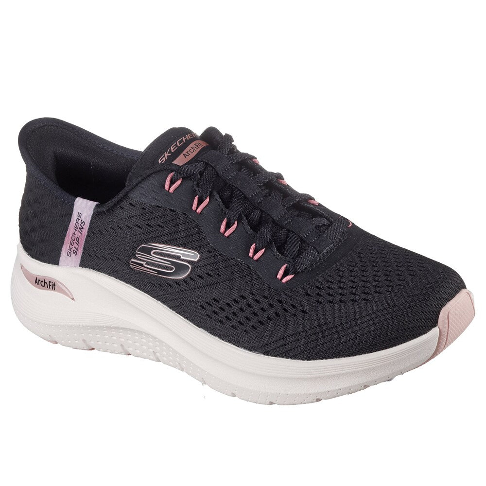 Skechers Womens Arch Fit 2.0 Easy Chic Slip-Ins Black Rose