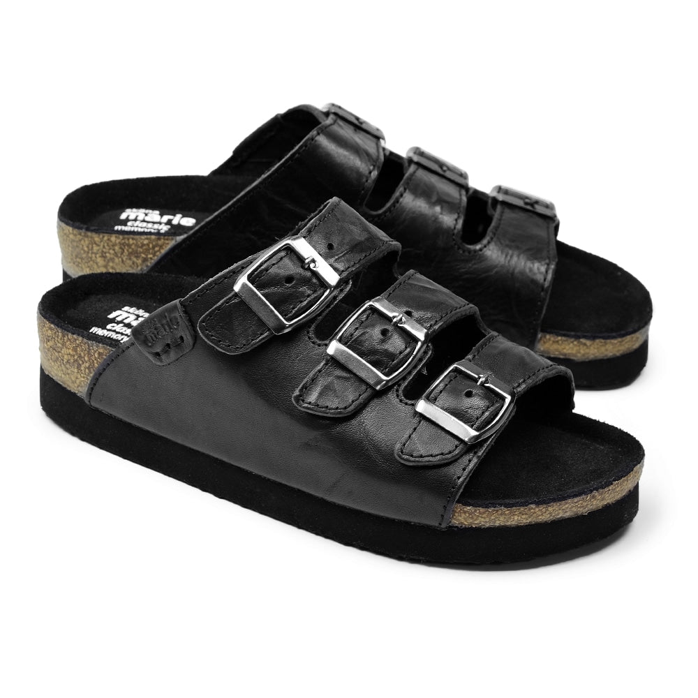 Sköna Marie Sandaler Lava Black Tumbled