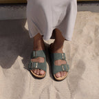 Minfot Moa Sandaler Dame Bio Ruskind Grøn