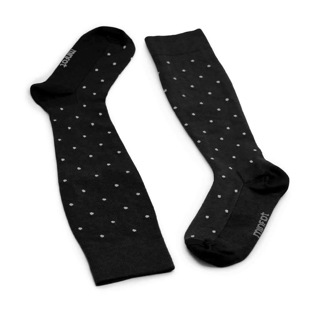 Minfot Støttestrømper Bambus Prikket Sort 1-pak