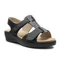 Suave Ekstra Bred Sandal Læder Marilyn Sort