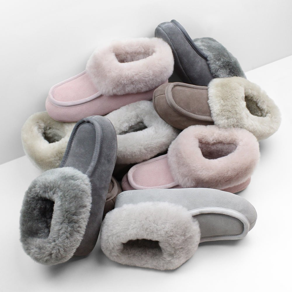 Minfot Fåreskindstøfler Sunne Taupe Ruskind