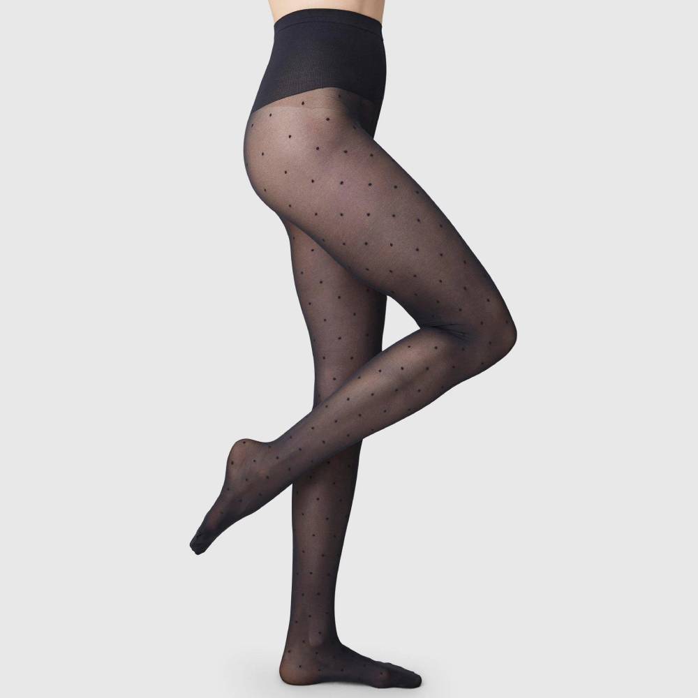 Swedish Stockings Strømpebukser Doris Dots Prikket 40 DEN Sort