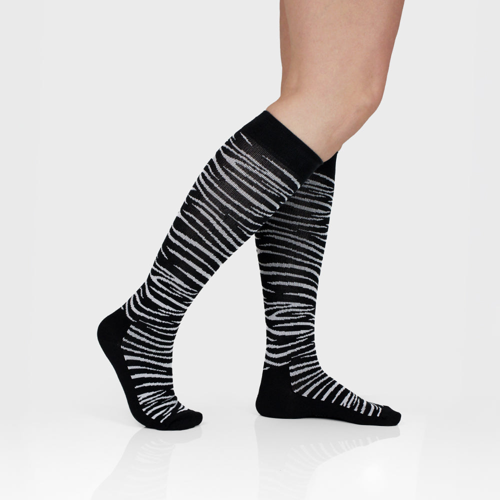 Minfot Støttestrømper Bambus Zebra Sort 1-pak
