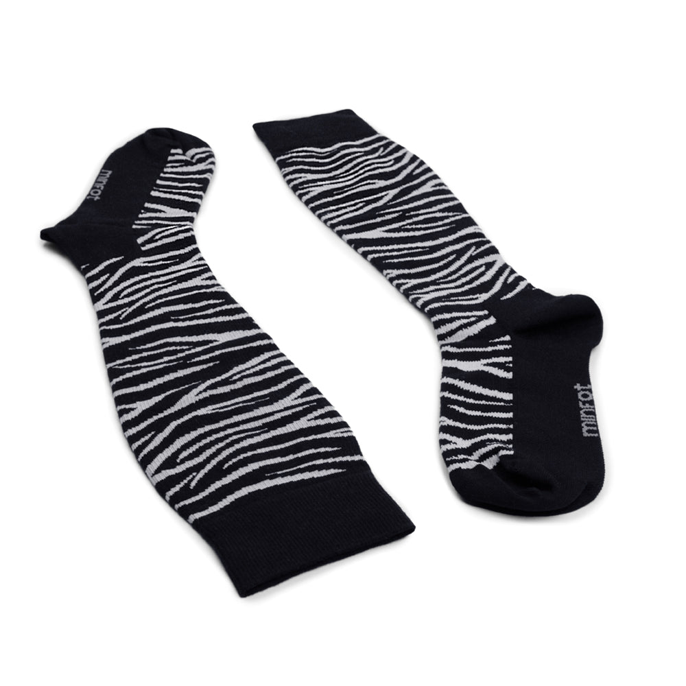Minfot Støttestrømper Bambus Zebra Sort 1-pak
