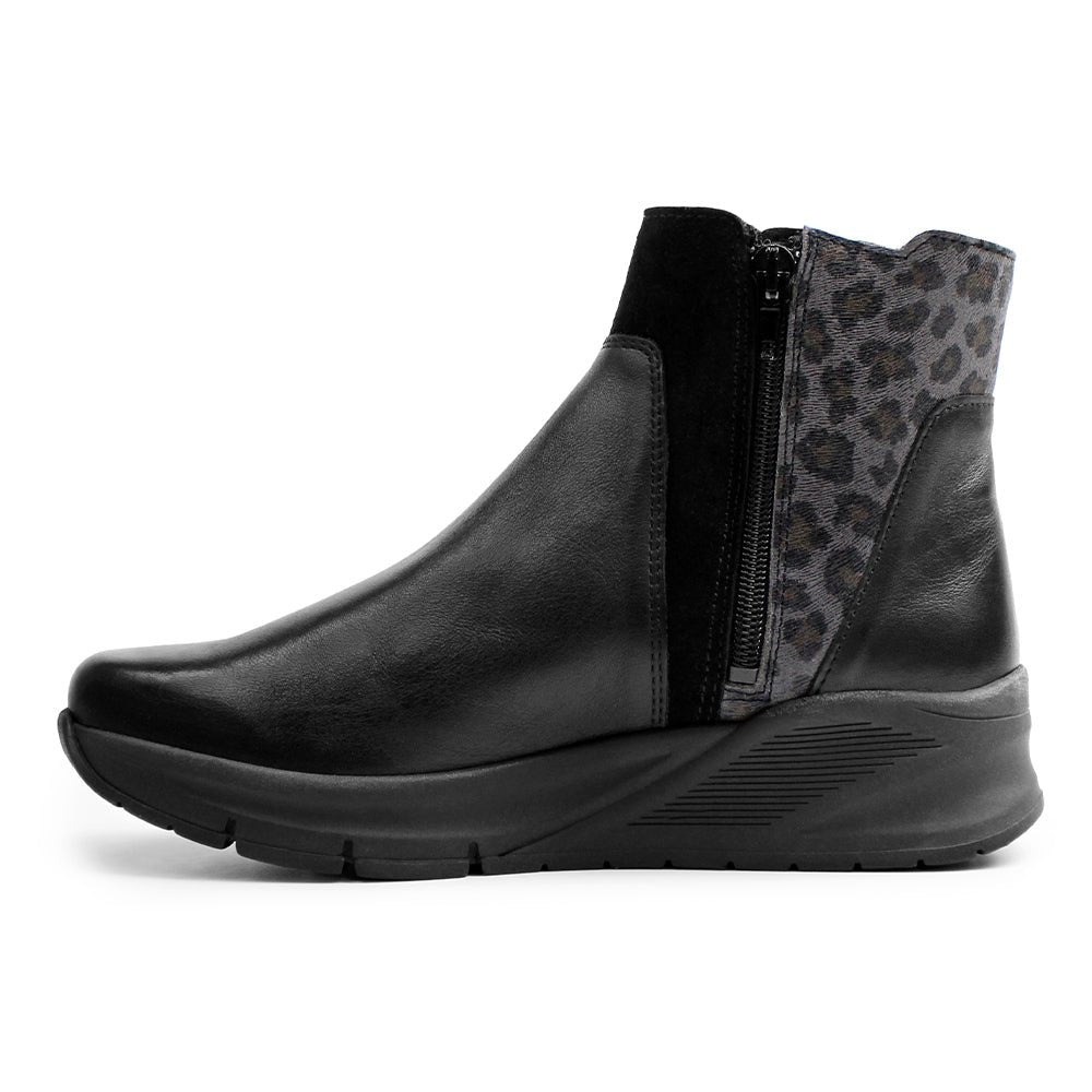 Minfot Zon Chelsea Boots med zip Stretch Læder Sort Leopard