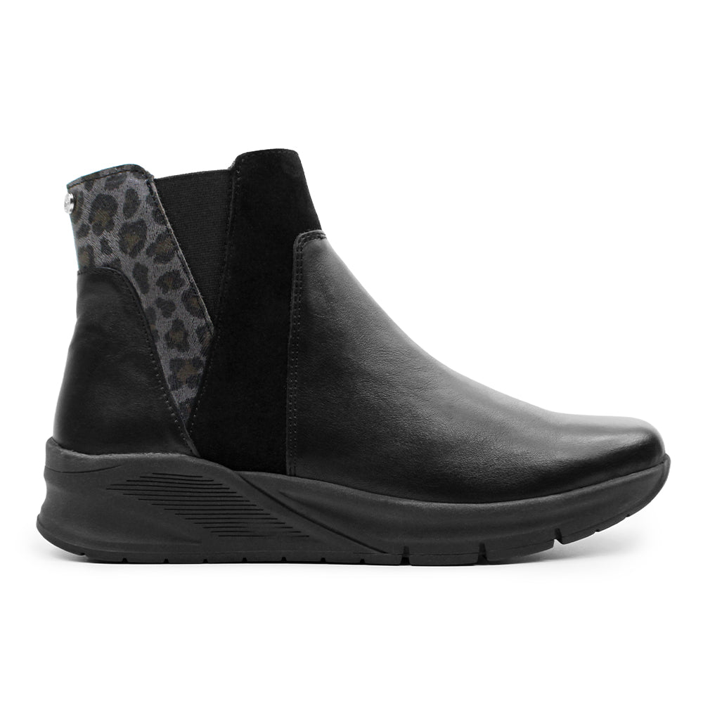 Minfot Zon Chelsea Boots med zip Stretch Læder Sort Leopard