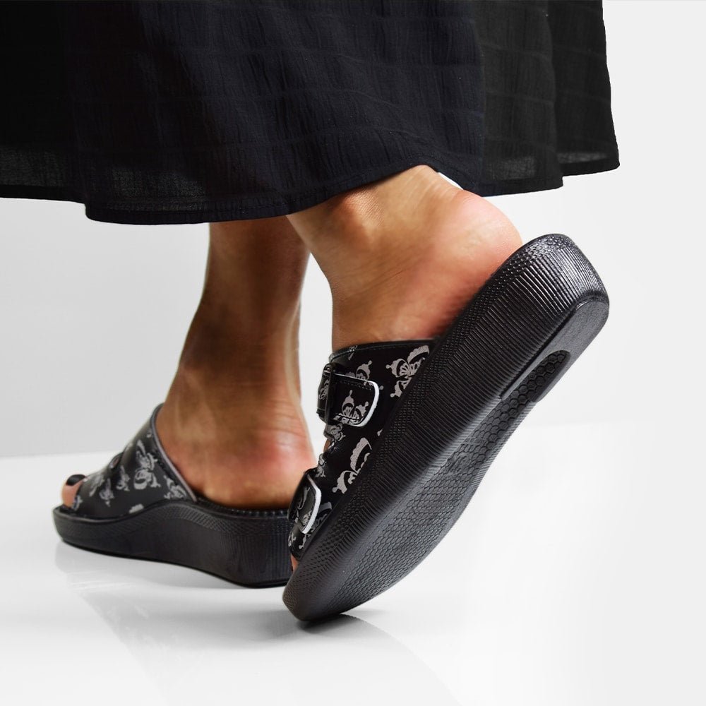 Minfot Massage Sandaler Fjäril Sort