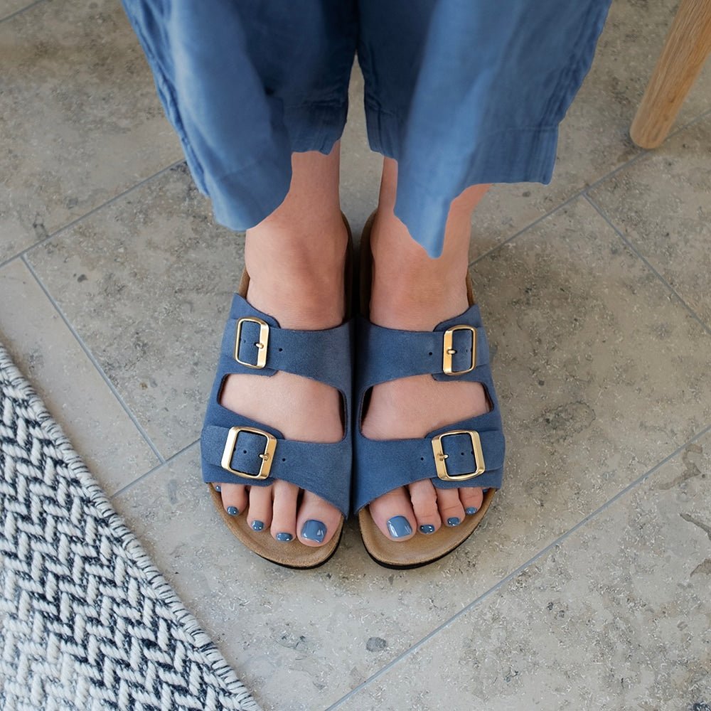 Minfot Moa Sandaler Dame Bio Ruskind Indigoblå