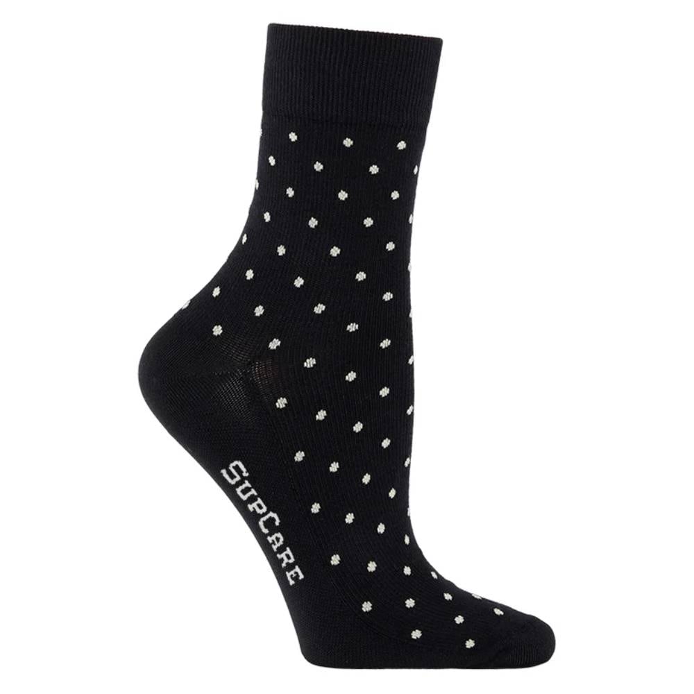SupCare Støttestrømper Ankel Bomuld Sort Prikket
