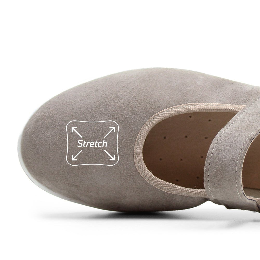 Produktbild 4 - Minfot Ballerinasko med rem Joyce Stretch Nubuck Stone