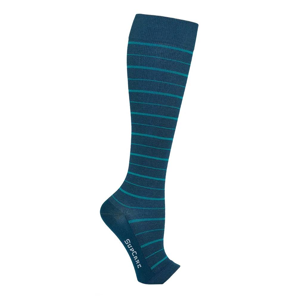 Supcare Stödstrumpor Öppen Tå Bambu Blue Stripe