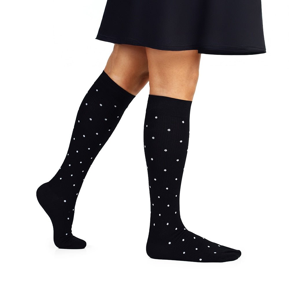 Minfot Støttestrømper Bambus Prikket Sort 1-pak