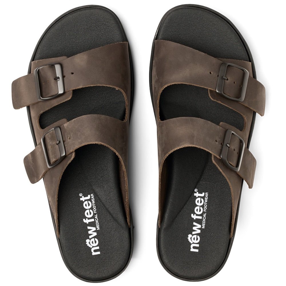 New Feet Connie Brede Sandaler Unisex Oljat læder Brun