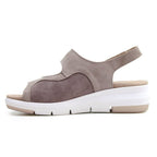Minfot Sandal Komfort Bea Hælrem Stretch Ruskind Beige