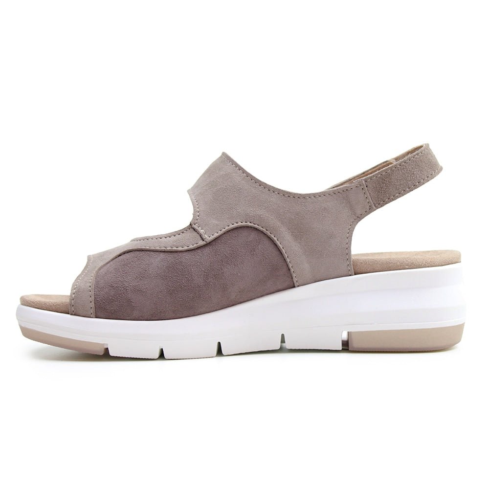 Minfot Sandal Komfort Bea Hælrem Stretch Ruskind Beige