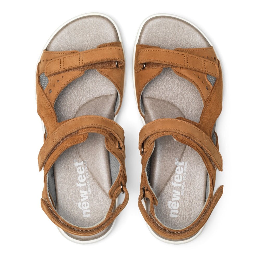 Produktbild 3 - New Feet Mille Extra Breda Sandaler Kardborre Dam Brun