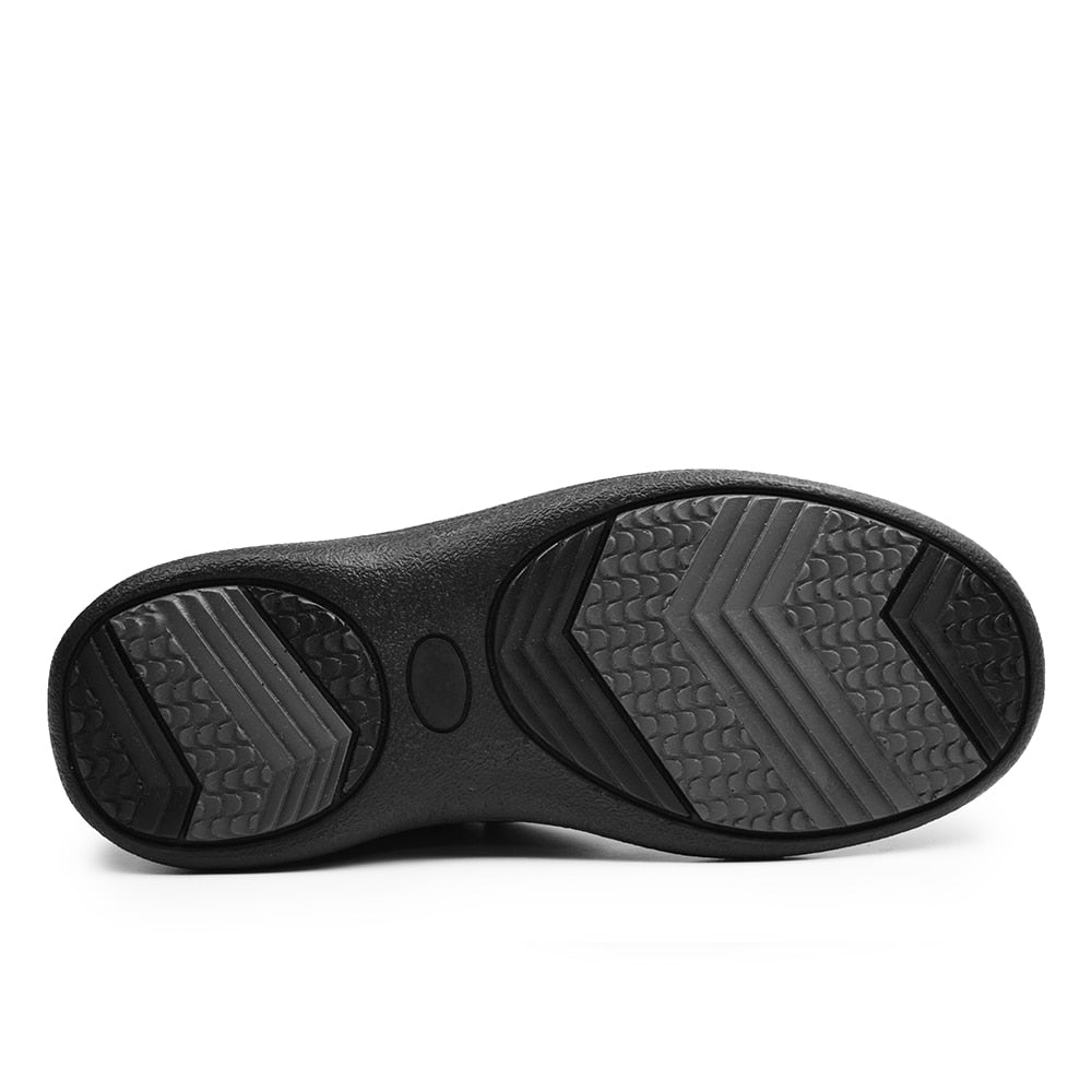 Minfot Arthur Brede Sko Velcro Stretch Læder Sort