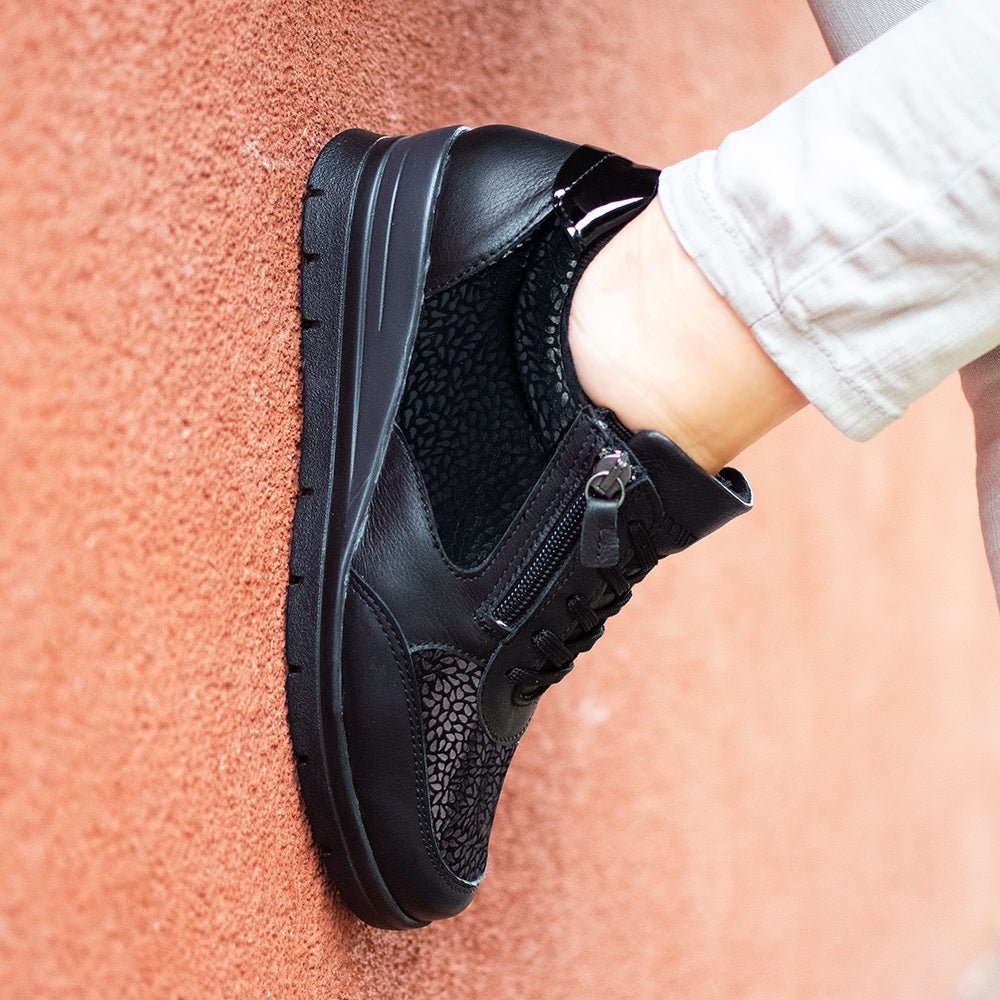 Produktbild 9 - Minfot Elin Stretch Bred Skocons Dragkedje Læder Sort