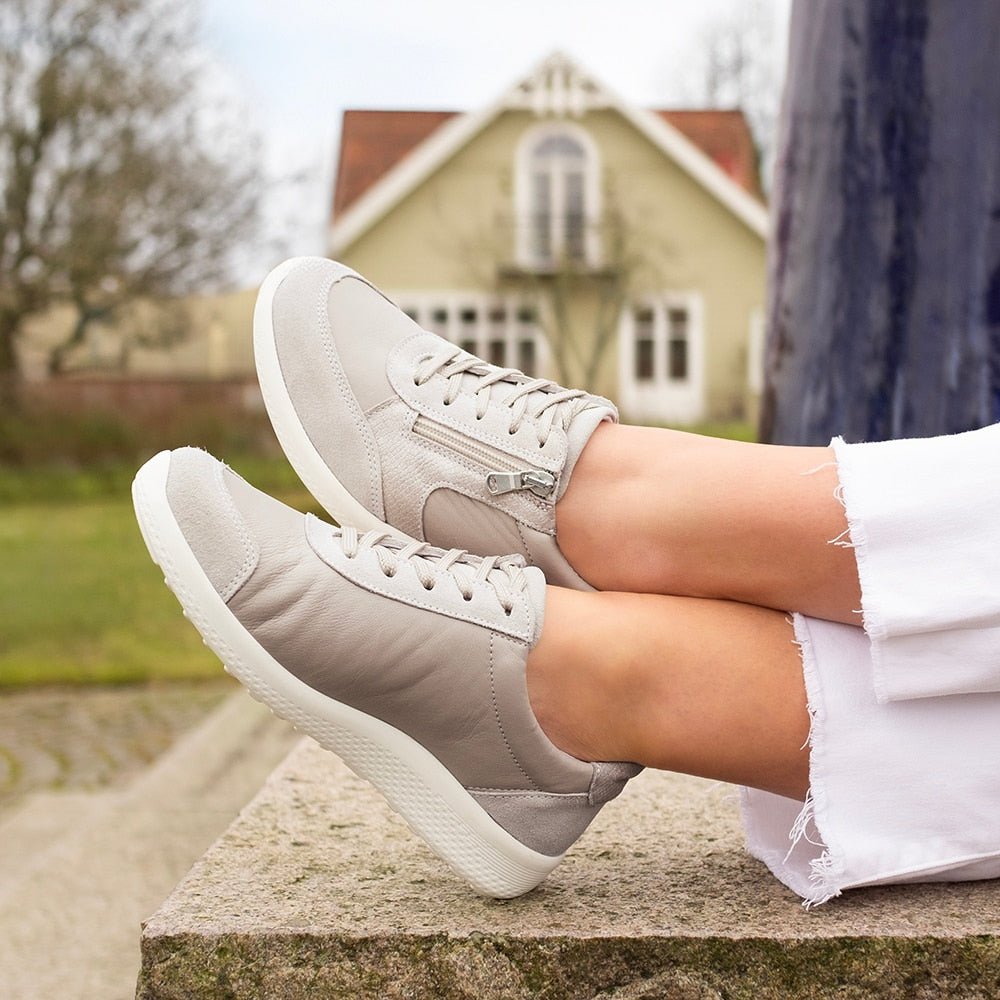 Minfot Way Sneaker Dame Bred Stretch Zip Beige